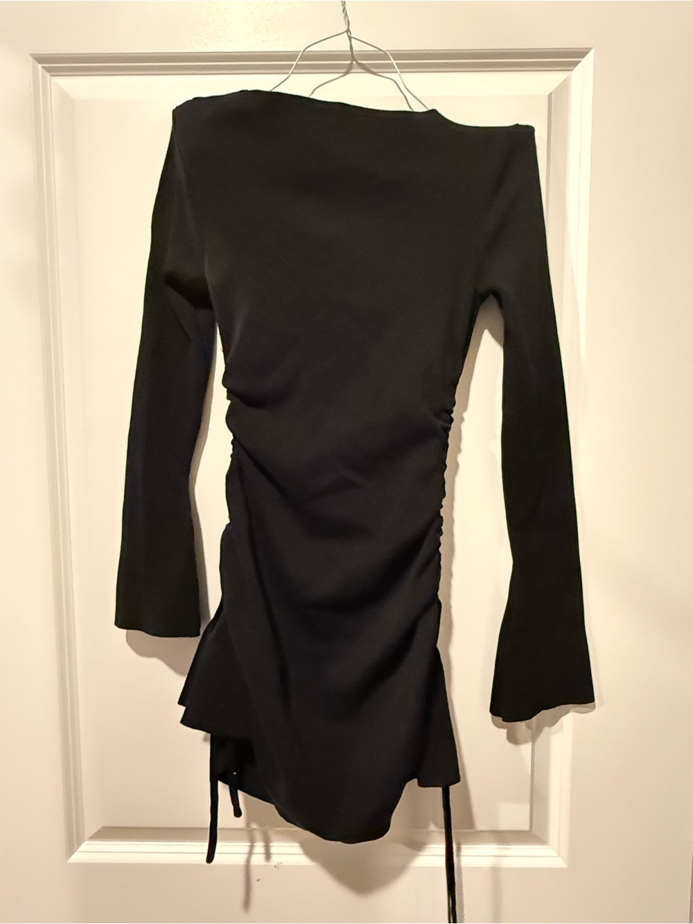 Wet Seal Black Long-Sleeve Mini Dress with Side Ruching